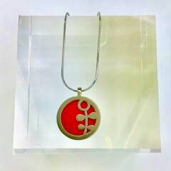 Koa Red Flower Pendant